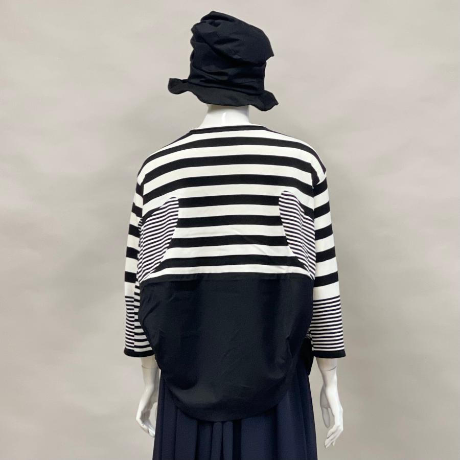 SALE 63%OFF 秋 冬 プルオーバー レディース トップス ニット 異素材切り替えデザイン 長袖 ランダムボーダー柄 日本製 お洒落 ヨシヨシ Yoshi Yoshi by pj |  | 03