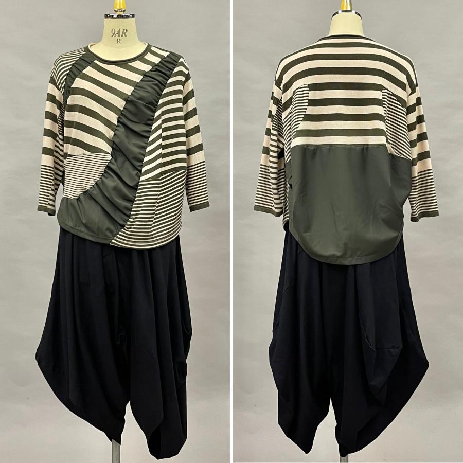 SALE 63%OFF 秋 冬 プルオーバー レディース トップス ニット 異素材切り替えデザイン 長袖 ランダムボーダー柄 日本製 お洒落 ヨシヨシ Yoshi Yoshi by pj |  | 11