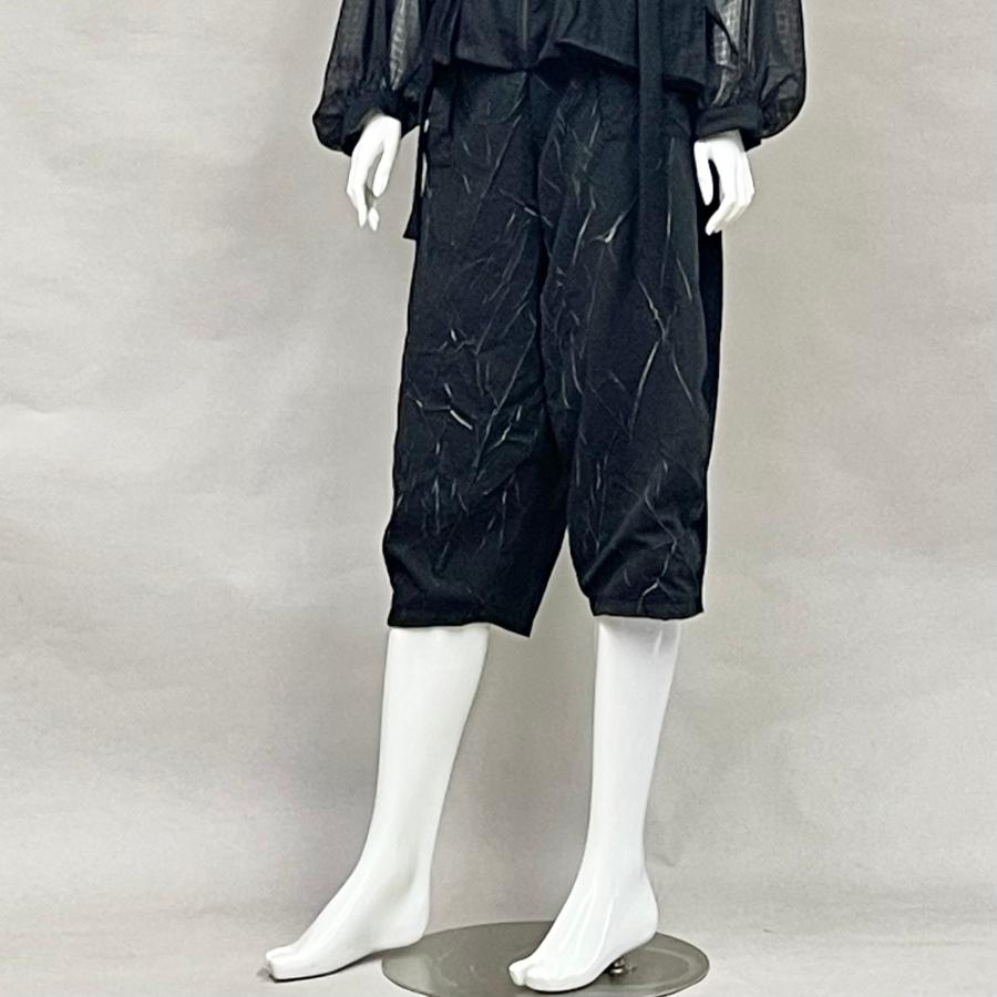 異素材ドッキング ワイドパンツ ボトムス レディース クロップド丈 ロング丈 春 夏 秋 ヨシヨシ　バイ　ピージェイ Yoshi Yoshi by pj |  | 01