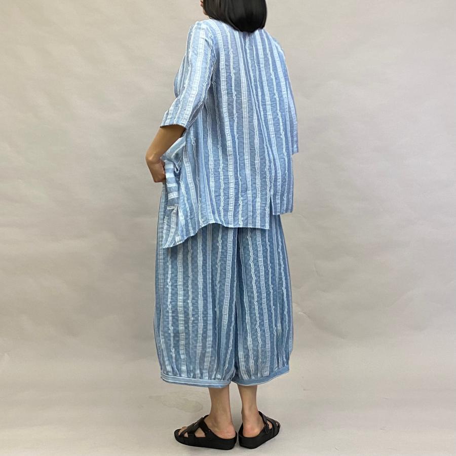 ランダムストライプ ジャガード Vネック シャツ 半袖 レディース トップス 春 夏 ヨシヨシ Yoshi Yoshi by pj |  | 11