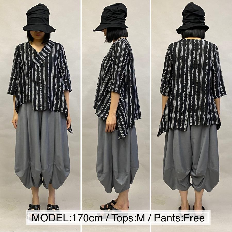 ランダムストライプ ジャガード Vネック シャツ 半袖 レディース トップス 春 夏 ヨシヨシ Yoshi Yoshi by pj |  | 06