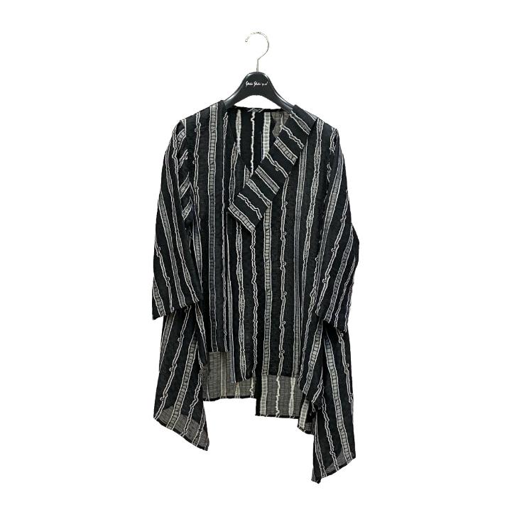 ランダムストライプ ジャガード Vネック シャツ 半袖 レディース トップス 春 夏 ヨシヨシ Yoshi Yoshi by pj |  | 07