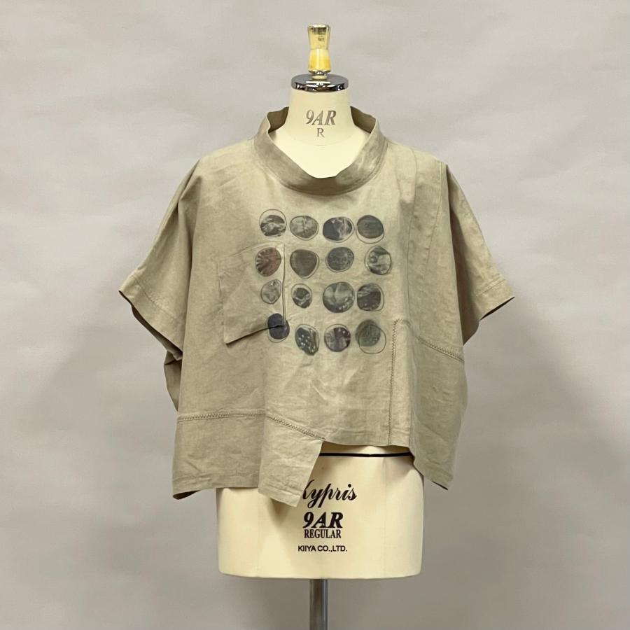 アシンメトリー デザインプルオーバー トップス レディース シャツ ブラウス 夏 麻 リネン オーバーサイズ ドット ヨシヨシ Yoshi Yoshi by pj |  | 08