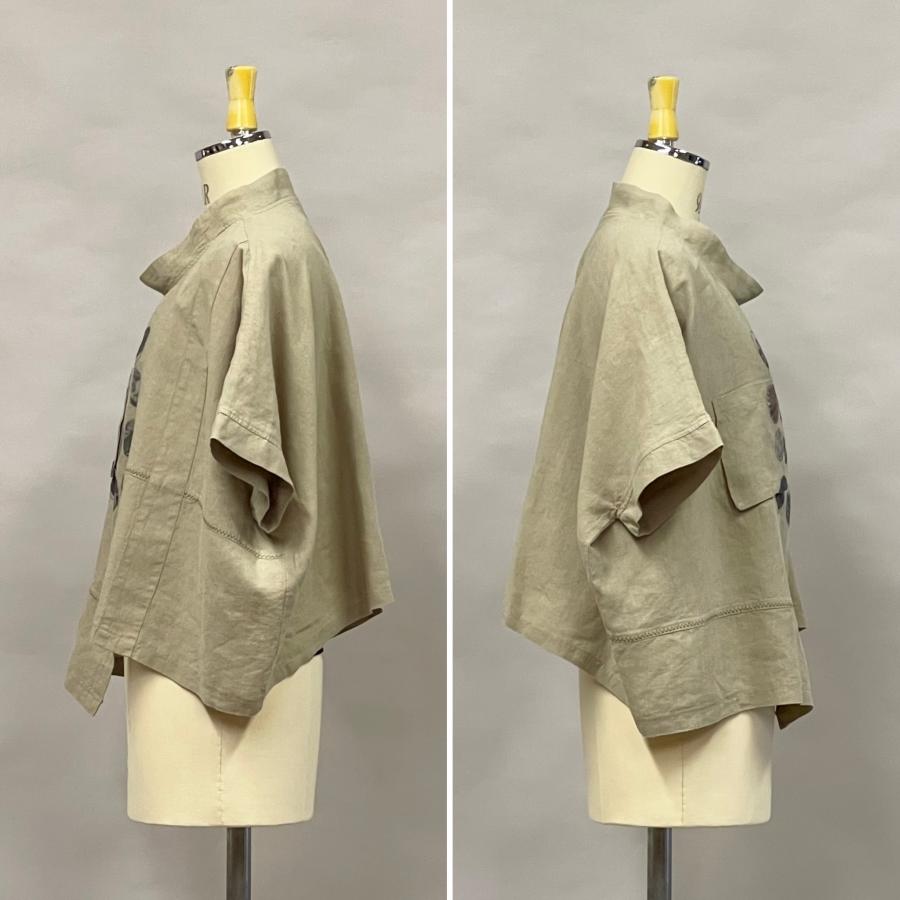 アシンメトリー デザインプルオーバー トップス レディース シャツ ブラウス 夏 麻 リネン オーバーサイズ ドット ヨシヨシ Yoshi Yoshi by pj |  | 09