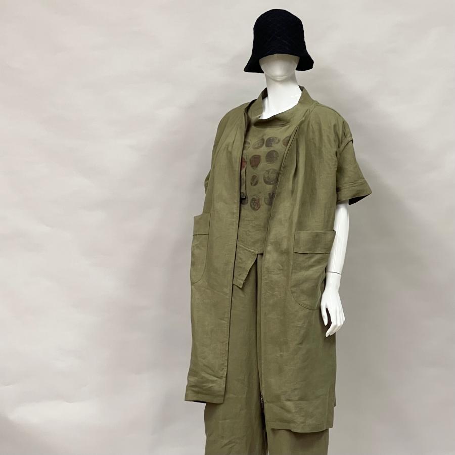 ドロップショルダー ジップアップ ロングジレ ベスト アウター トップス レディース 夏 麻 リネン 無地 ゆったり ヨシヨシ Yoshi Yoshi by pj |  | 03