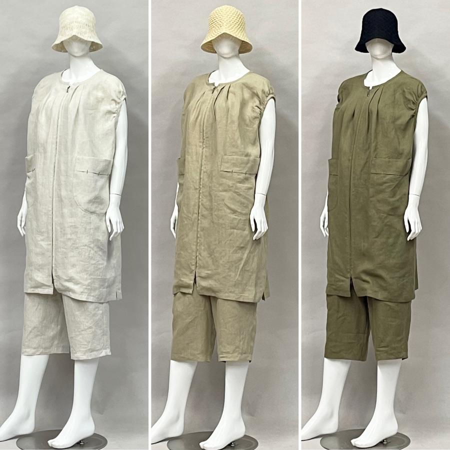 ドロップショルダー ジップアップ ロングジレ ベスト アウター トップス レディース 夏 麻 リネン 無地 ゆったり ヨシヨシ Yoshi Yoshi by pj |  | 04