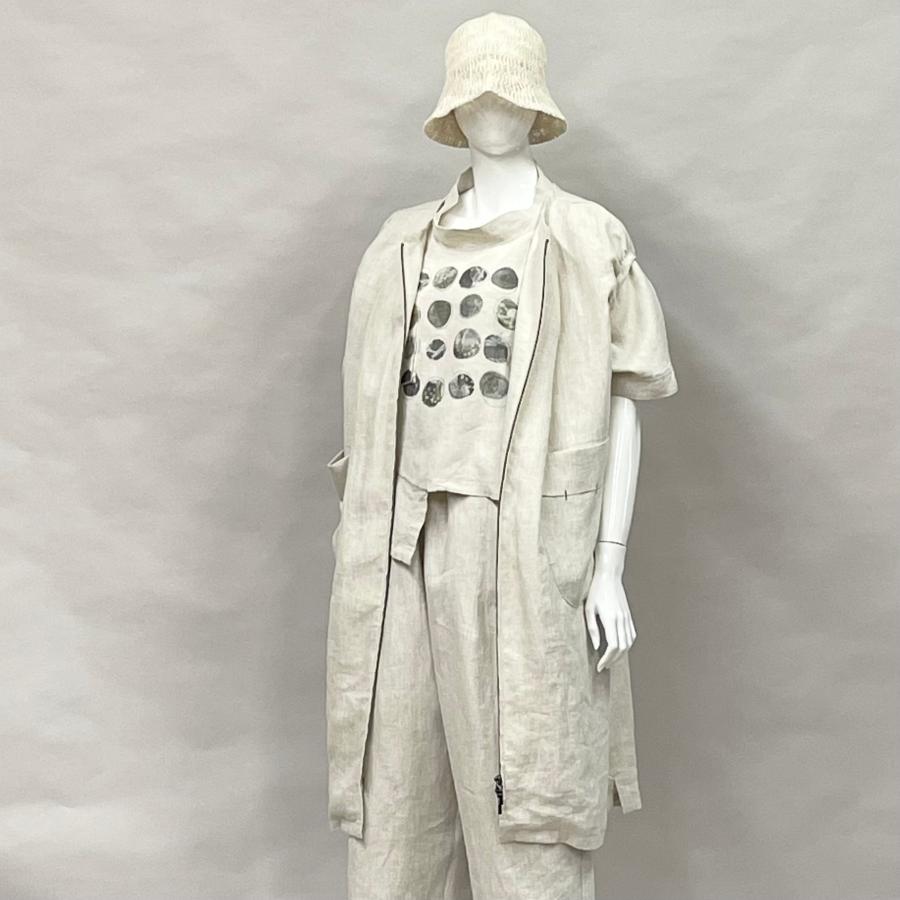 ドロップショルダー ジップアップ ロングジレ ベスト アウター トップス レディース 夏 麻 リネン 無地 ゆったり ヨシヨシ Yoshi Yoshi by pj |  | 01