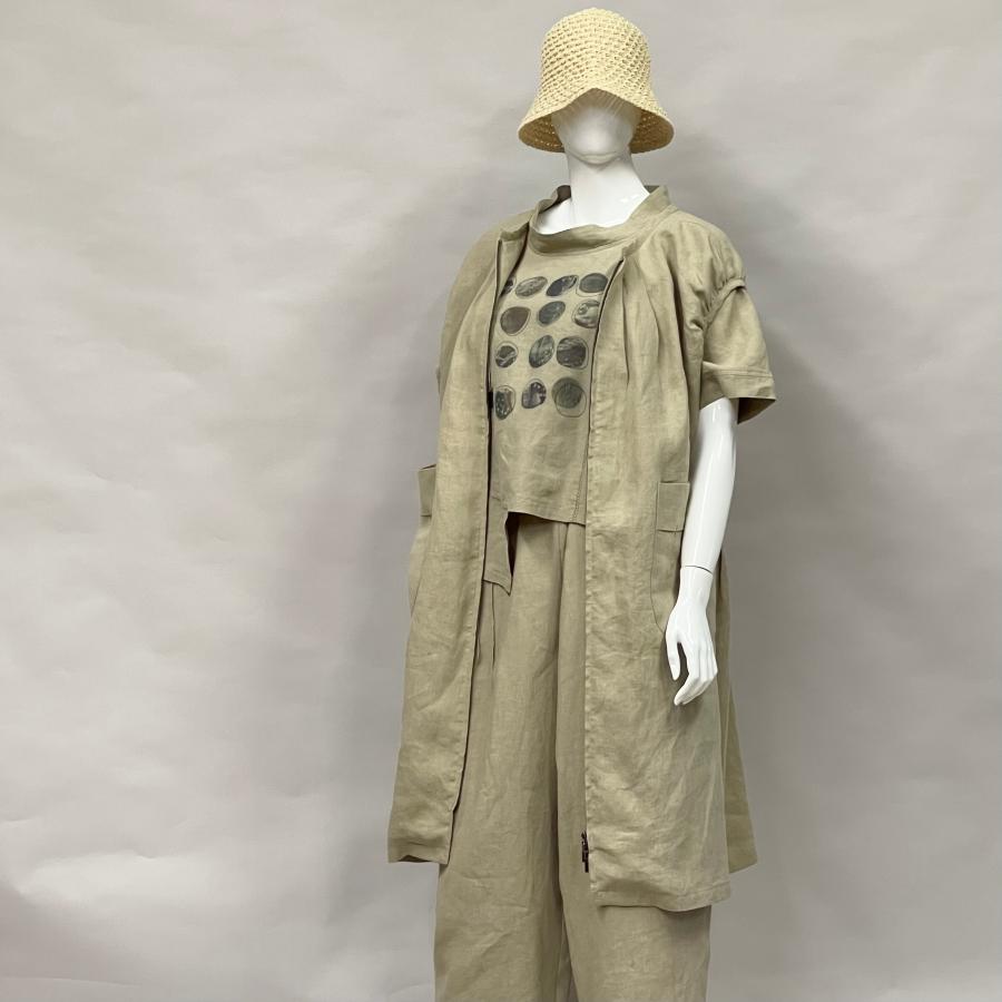 ドロップショルダー ジップアップ ロングジレ ベスト アウター トップス レディース 夏 麻 リネン 無地 ゆったり ヨシヨシ Yoshi Yoshi by pj |  | 02