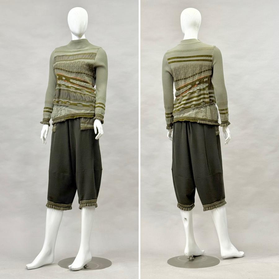 SALE 54%OFF ジャガード×シフォン切り替え ニットプルオーバー レディース トップス ボトルネック 長袖 秋 冬 セーター 日本製 ヨシヨシ Yoshi Yoshi by pj |  | 11