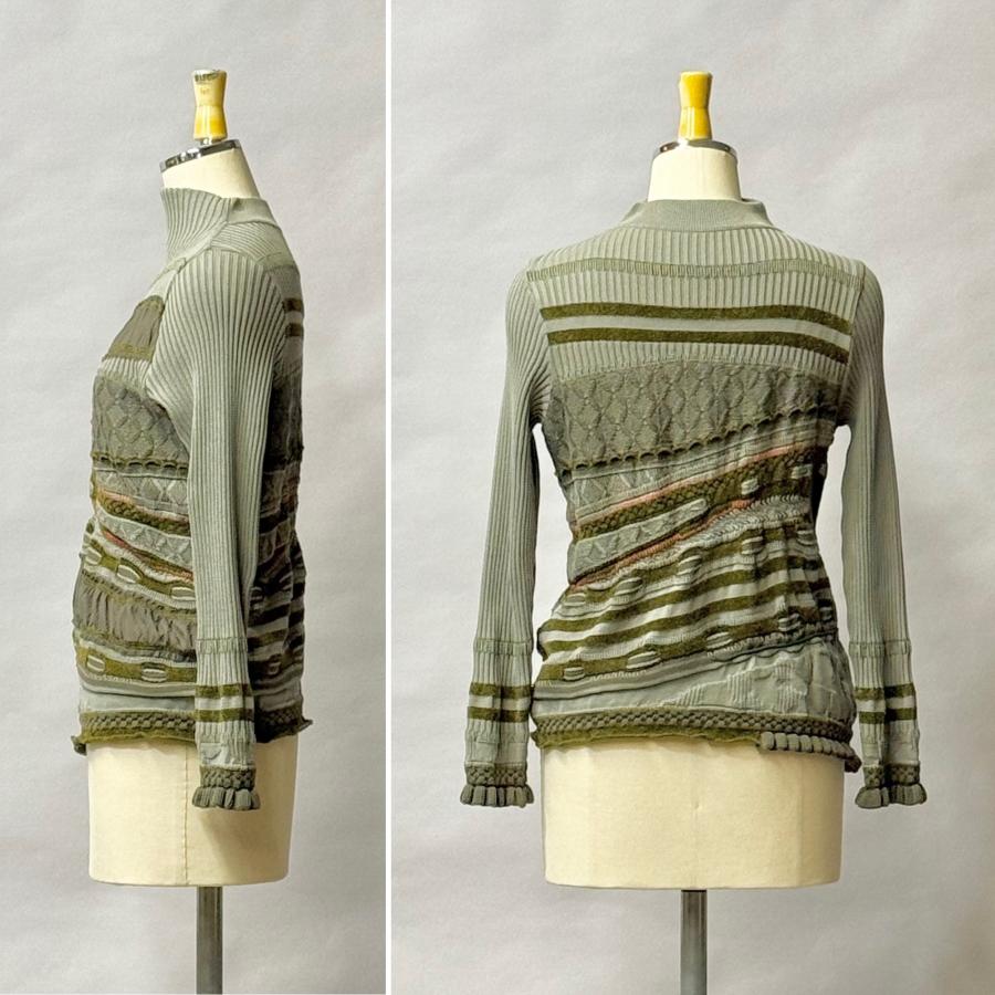 SALE 54%OFF ジャガード×シフォン切り替え ニットプルオーバー レディース トップス ボトルネック 長袖 秋 冬 セーター 日本製 ヨシヨシ Yoshi Yoshi by pj |  | 13