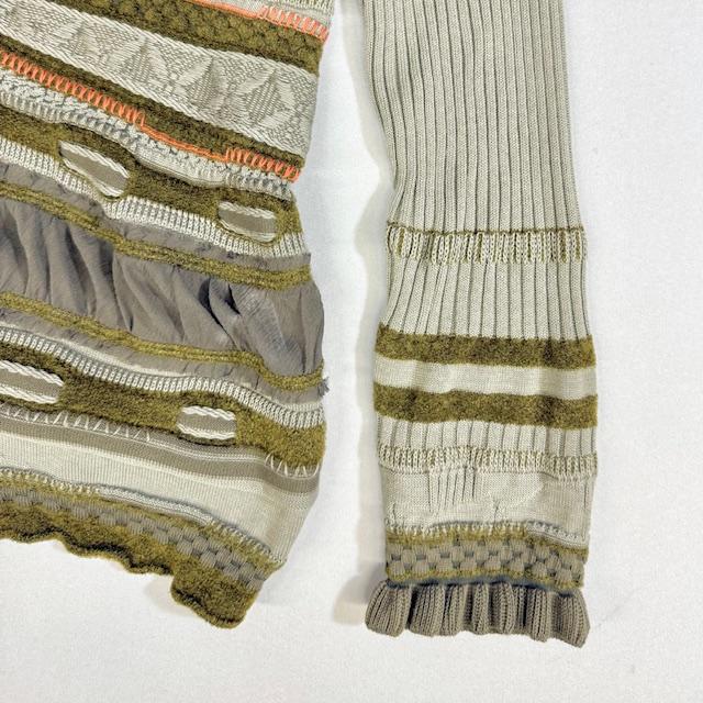 SALE 54%OFF ジャガード×シフォン切り替え ニットプルオーバー レディース トップス ボトルネック 長袖 秋 冬 セーター 日本製 ヨシヨシ Yoshi Yoshi by pj |  | 18