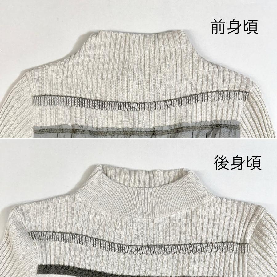 SALE 54%OFF ジャガード×シフォン切り替え ニットプルオーバー レディース トップス ボトルネック 長袖 秋 冬 セーター 日本製 ヨシヨシ Yoshi Yoshi by pj |  | 07