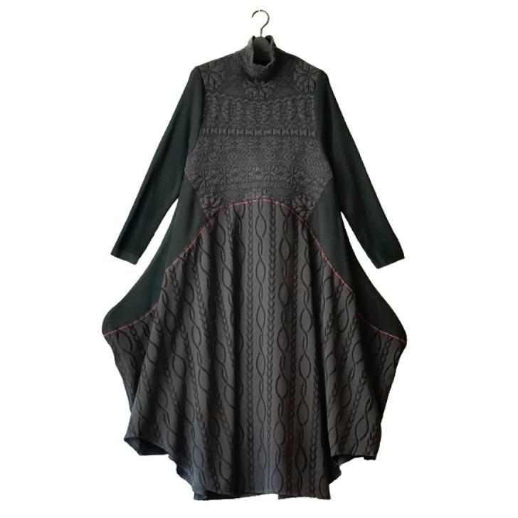 SALE/49%OFF】異素材切替え ドレープシルエット デザインロング 