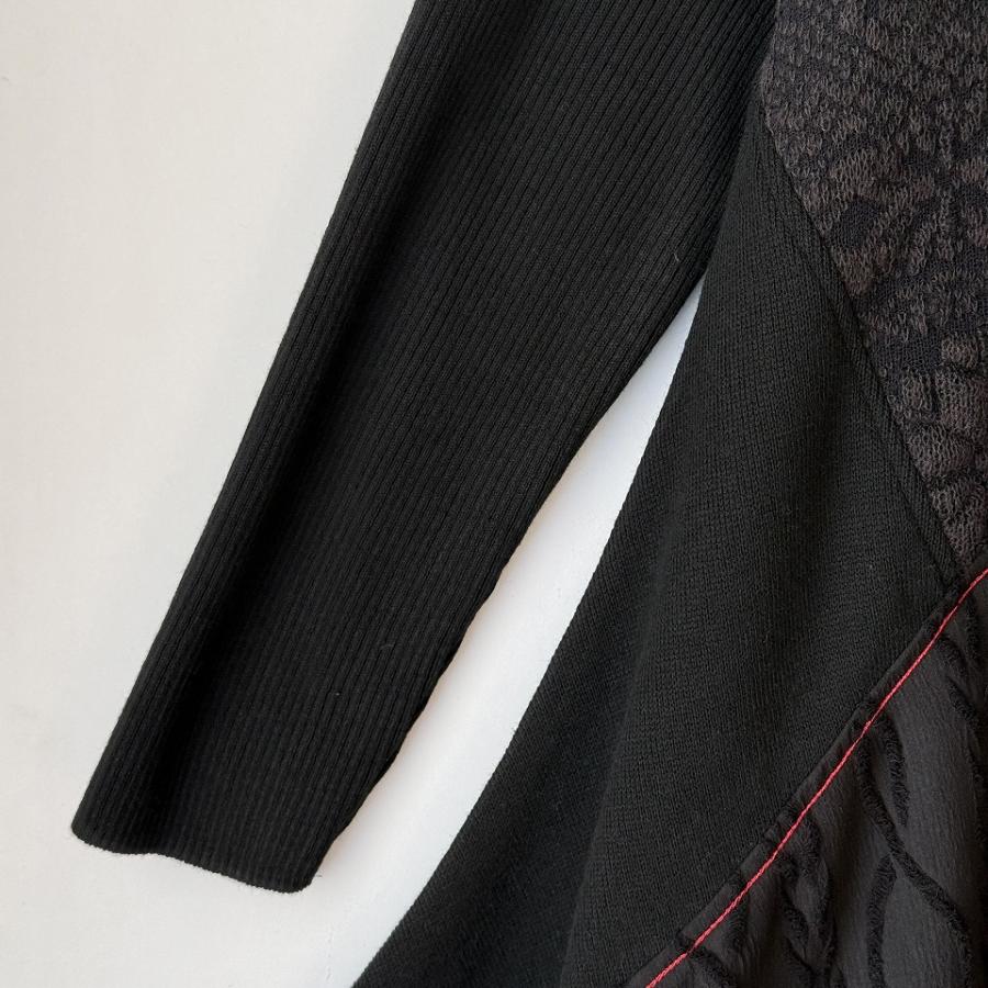 SALE/49%OFF】異素材切替え ドレープシルエット デザインロング 