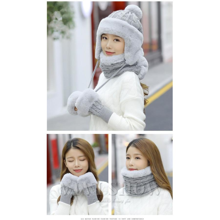 レディース マフラー 帽子 手袋 3点セット 女性 防寒対策 お得防寒