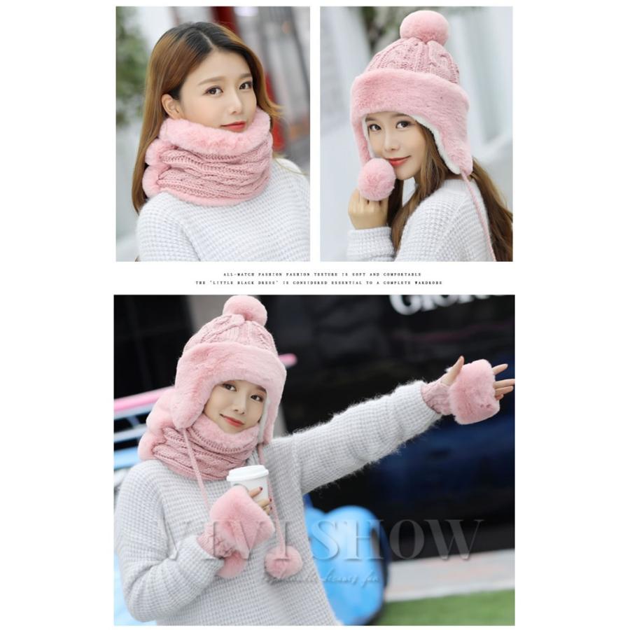 レディース マフラー 帽子 手袋 3点セット 女性 防寒対策 お得防寒