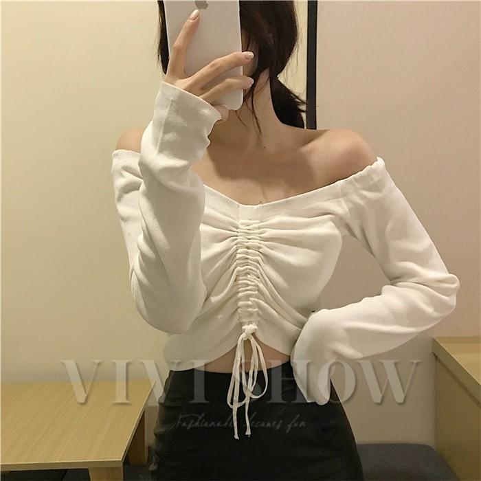 レディース オフショルダー へそだし カットソー セクシー 可愛い