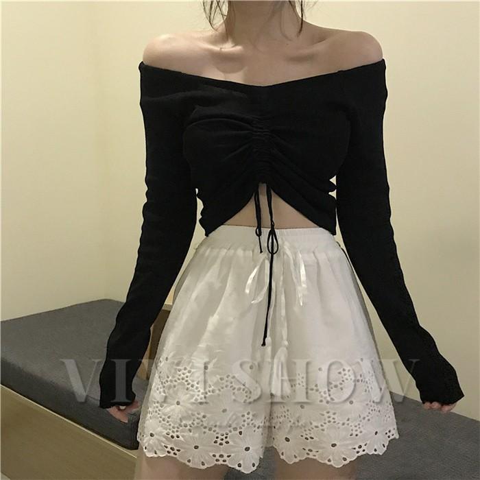 レディース オフショルダー へそだし カットソー セクシー 可愛い