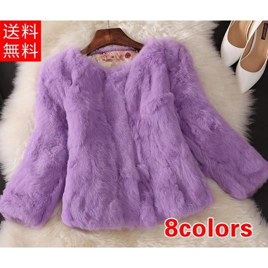 七分袖 ショート丈 毛皮コート レディース ファーコート : VIVISHOW