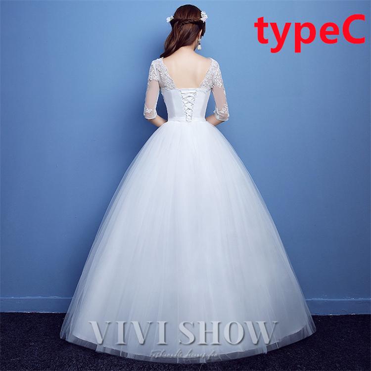 ウェディングドレス ロングドレス パニエ付き 可愛いレース 着痩せ