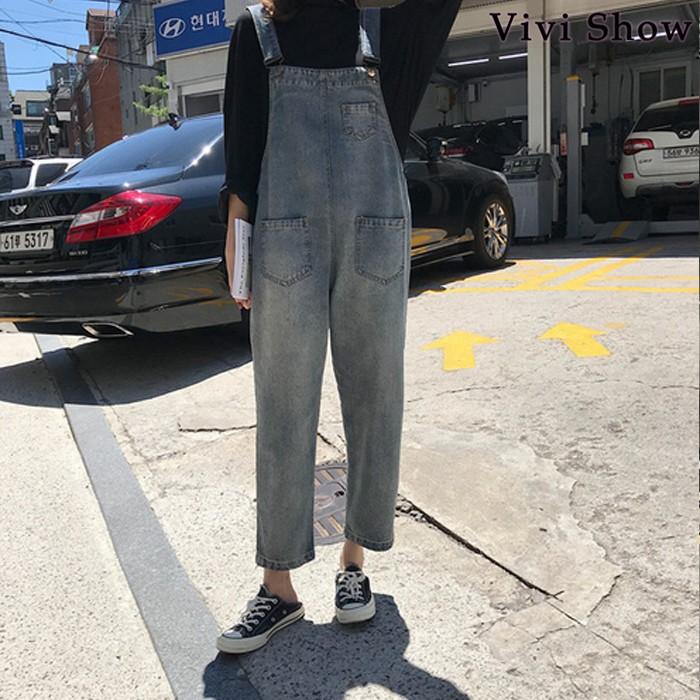 サロペット レディース デニム オーバーオール ゆったり BIGシルエット