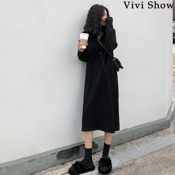 アシンメトリーVネックロングワンピース 夏物売り尽くしセールカットソー ワンピース 長袖 コットン