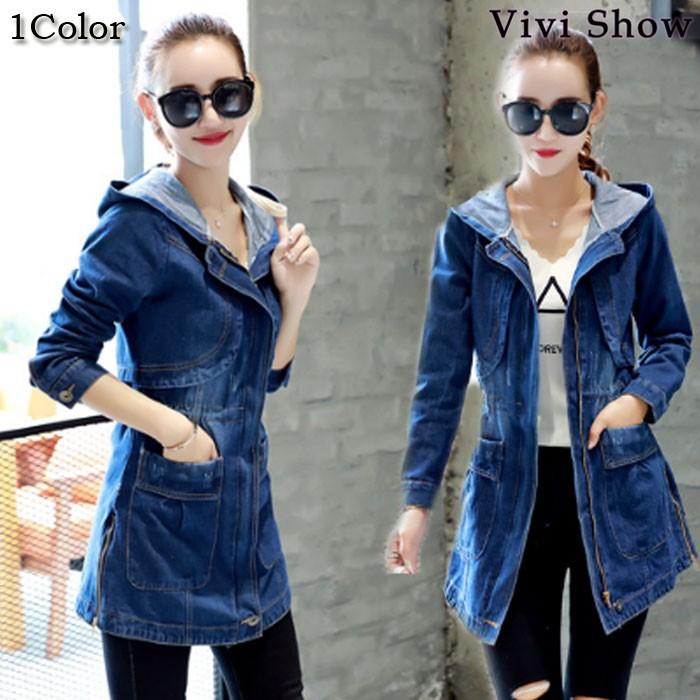 送料無料フード付きデニムコート デニムジャケット ジージャン デニム