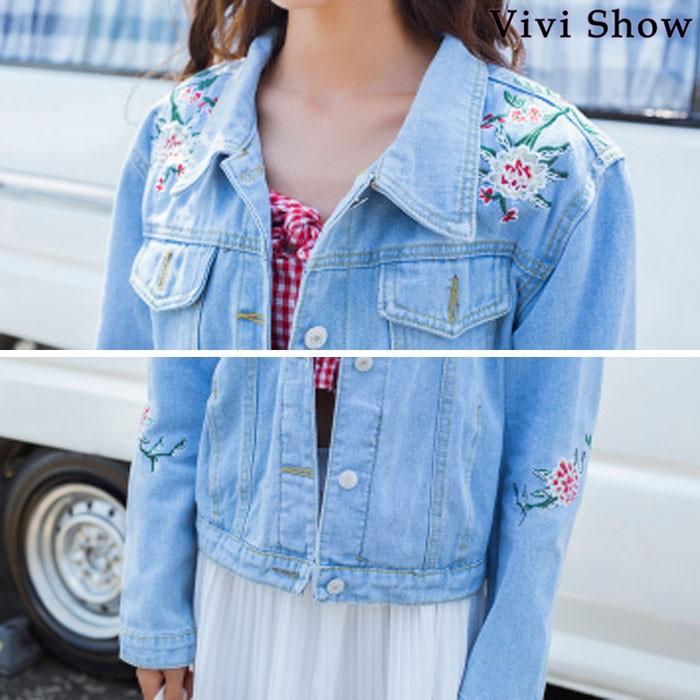 送料無料刺繍デニムジャケット 刺繍ジャケット ジージャン Gジャン