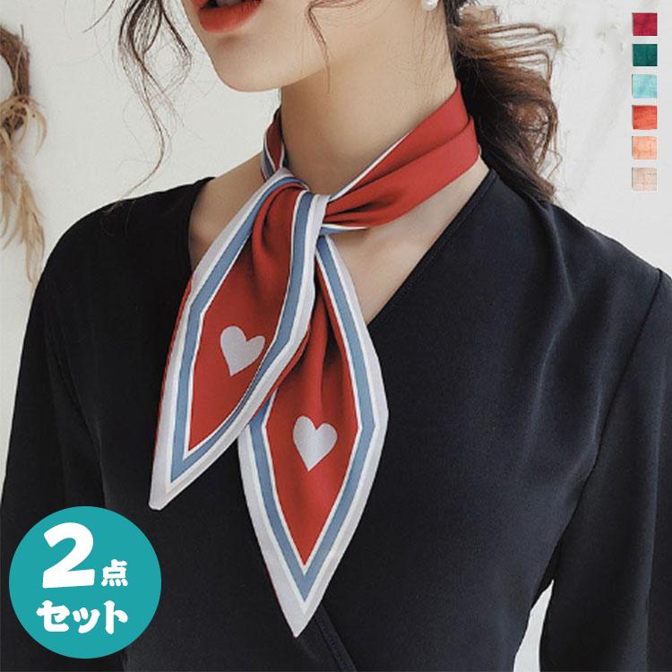 スカーフ レディース ハート柄 バンダナ ヘアリボン リボン ストール  