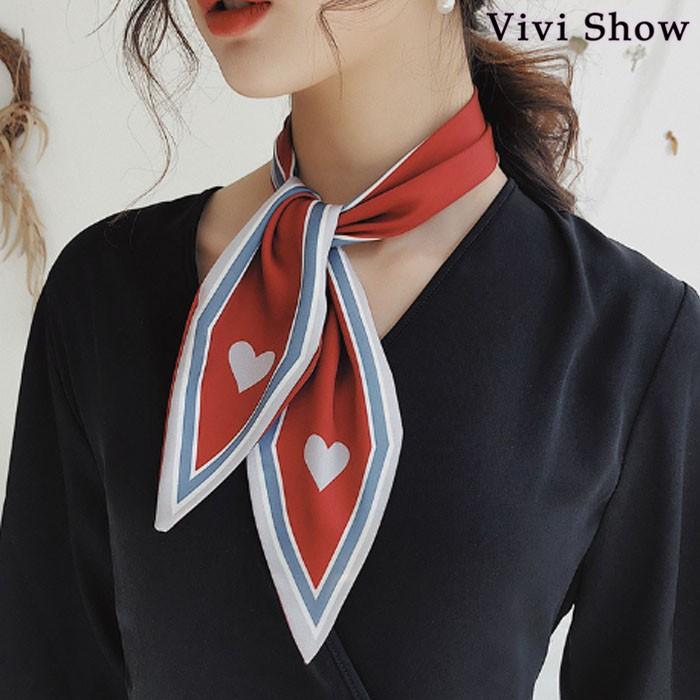 2点セット スカーフ レディース ハート柄 バンダナ ヘアリボン リボン