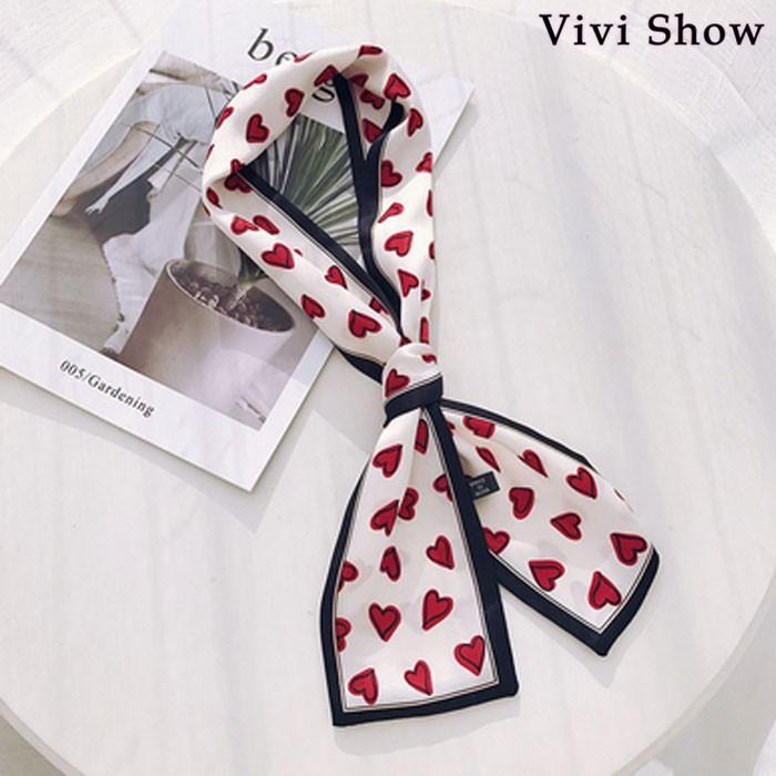 2点セット スカーフ レディース ハート柄 バンダナ ヘアリボン リボン