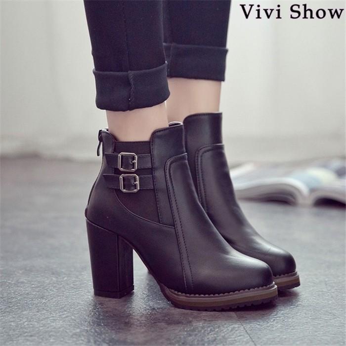 ブーツ レディース 太ヒール ショートブーツ エンジニアブーツ 厚底