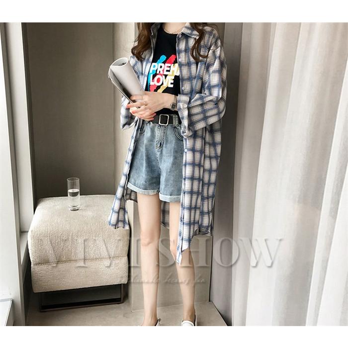 レディース チェック柄 ロングシャツ シャツワンピース アウター