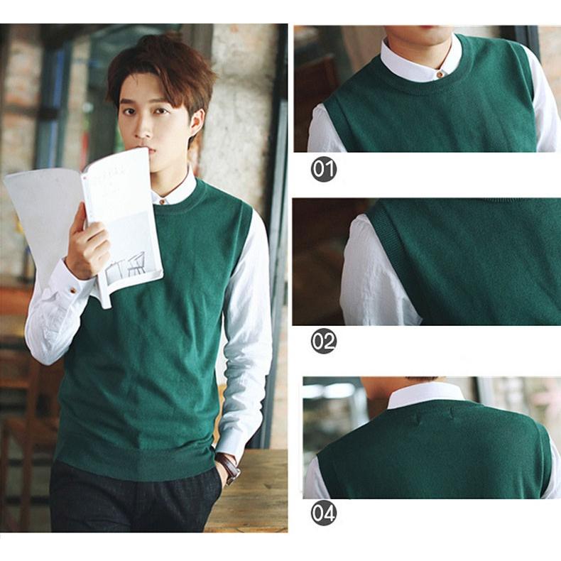 ニットベスト メンズ クルーネック クルーネックニットベスト 無地