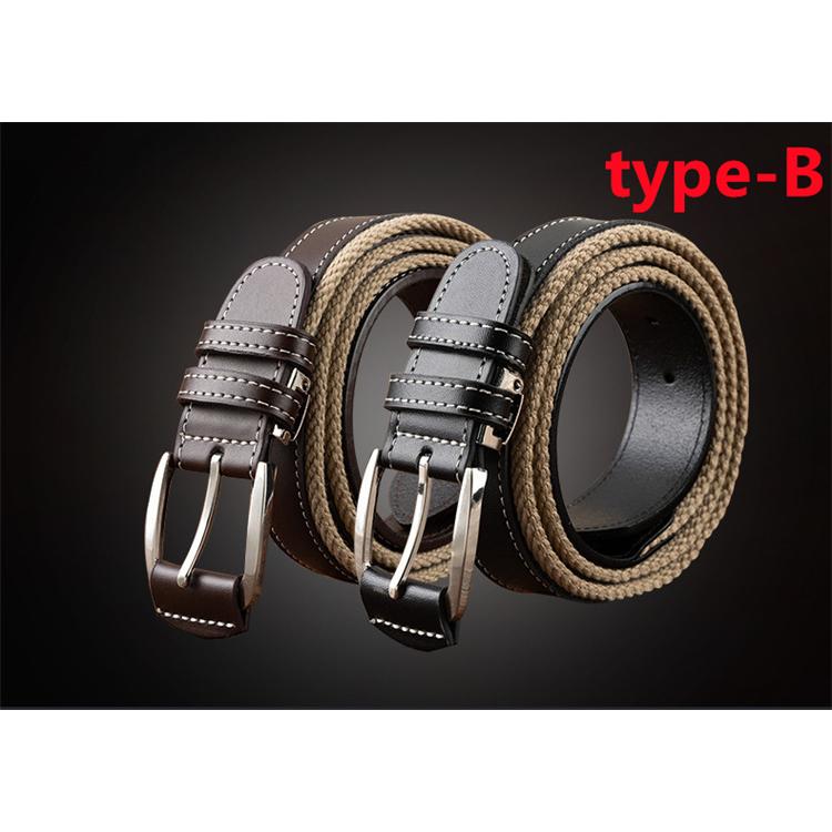 ベルト メンズ 編み 布ベルト レザートリム 作業着 レザーベルト belt