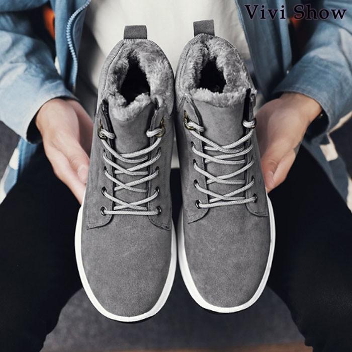 2020秋冬新作 スニーカー メンズ ハイカット 裏起毛 裏ボア付き レース