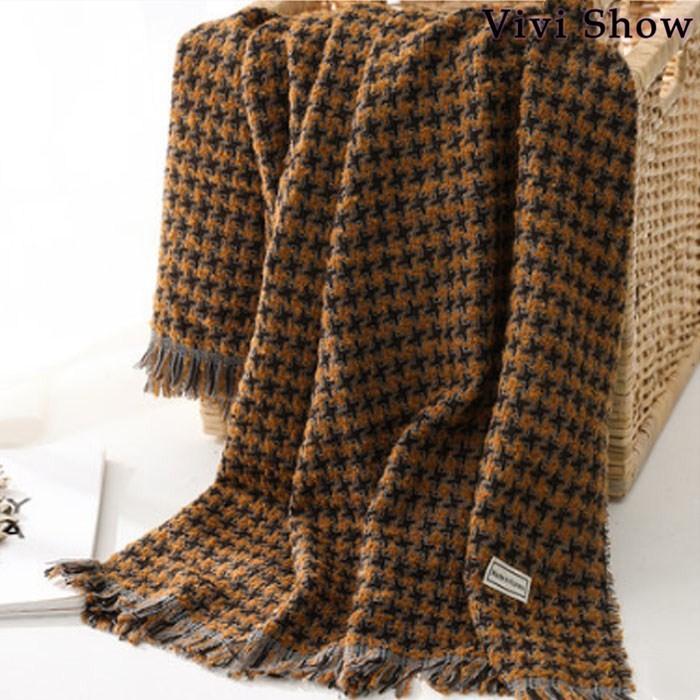 秋冬 マフラー 防寒 厚手 千鳥格子柄 千鳥 スカーフ 大判 ストール