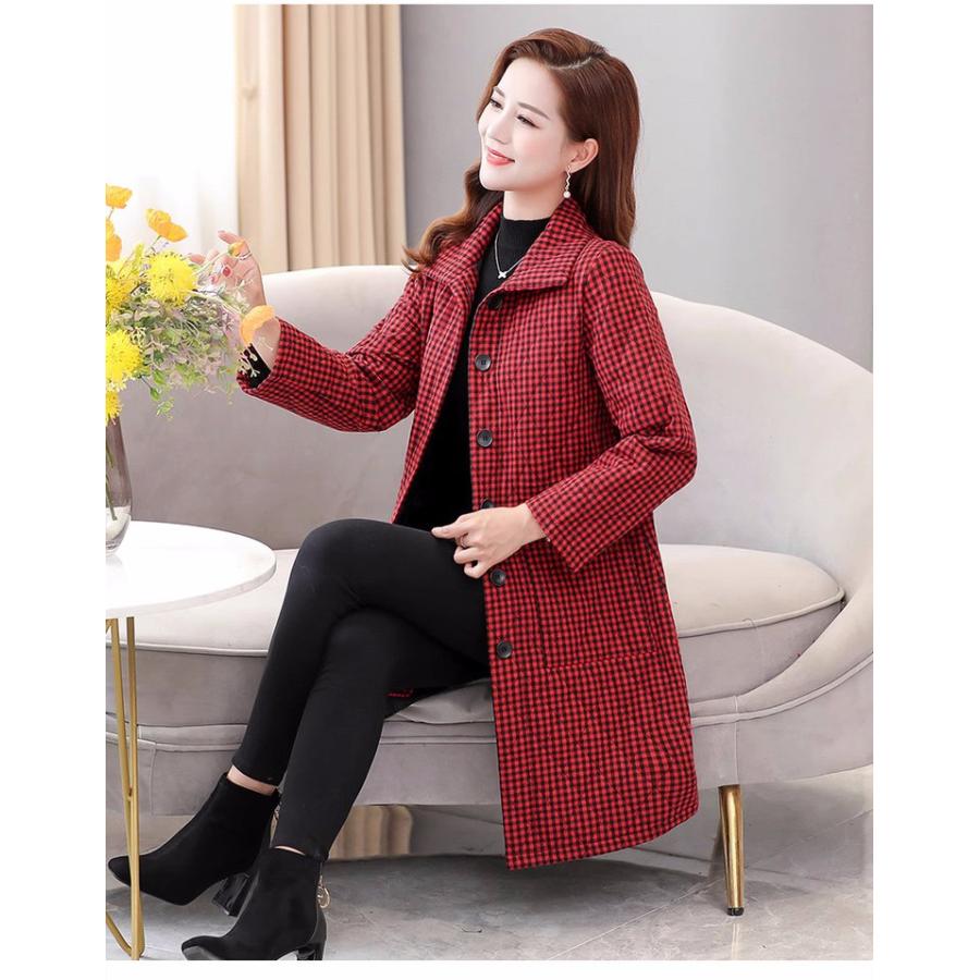 レディース チェック柄 キルティングロングコートフード付き ロング