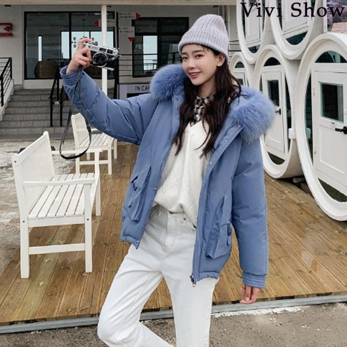 ダウンジャケット レディース 中綿ジャケット 長袖 フード付き ファー