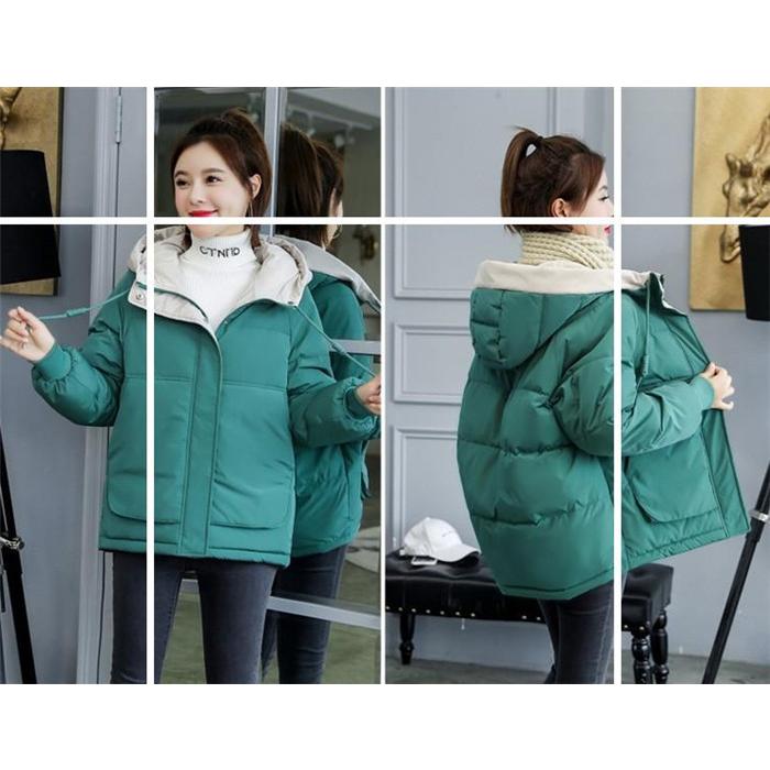 ダウンジャケット レディース 中綿ジャケット 長袖 フード付き 無地
