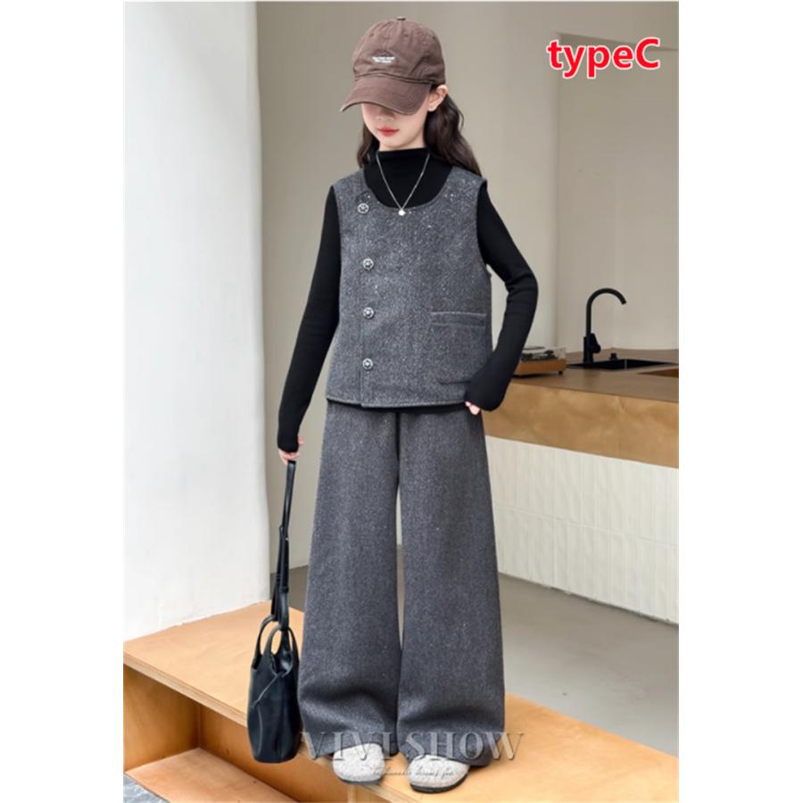 子供服 女の子 フォーマル セットアップ 長袖 ストライプ シャツ+