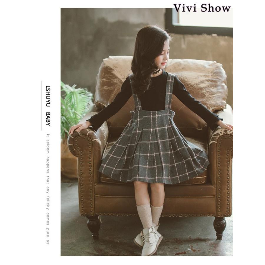 トップス ジャンパースカート 子供服 チェック柄 カジュアル キッズ