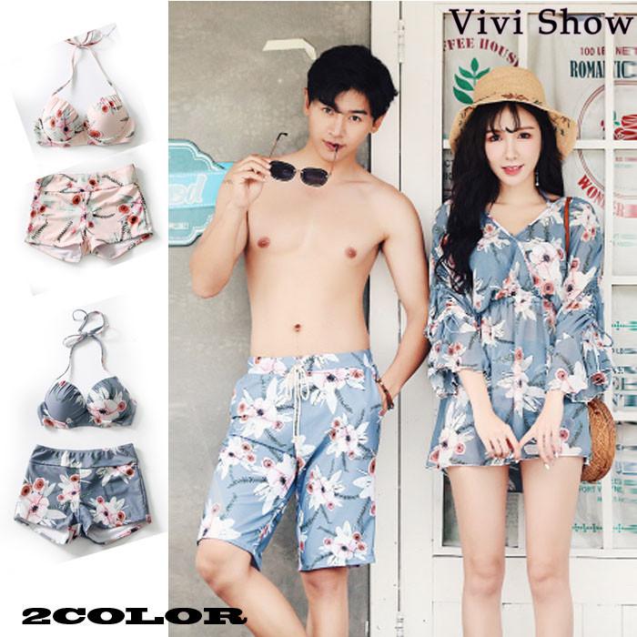 数量は多 水着 レディス メンズ ペア カップル 体型カバー ラッシュガード お揃い メンズサーブパンツ フィットネス水着 ペアルック カッコウいい 花柄 可愛い 新版 Bajawinescabo Com