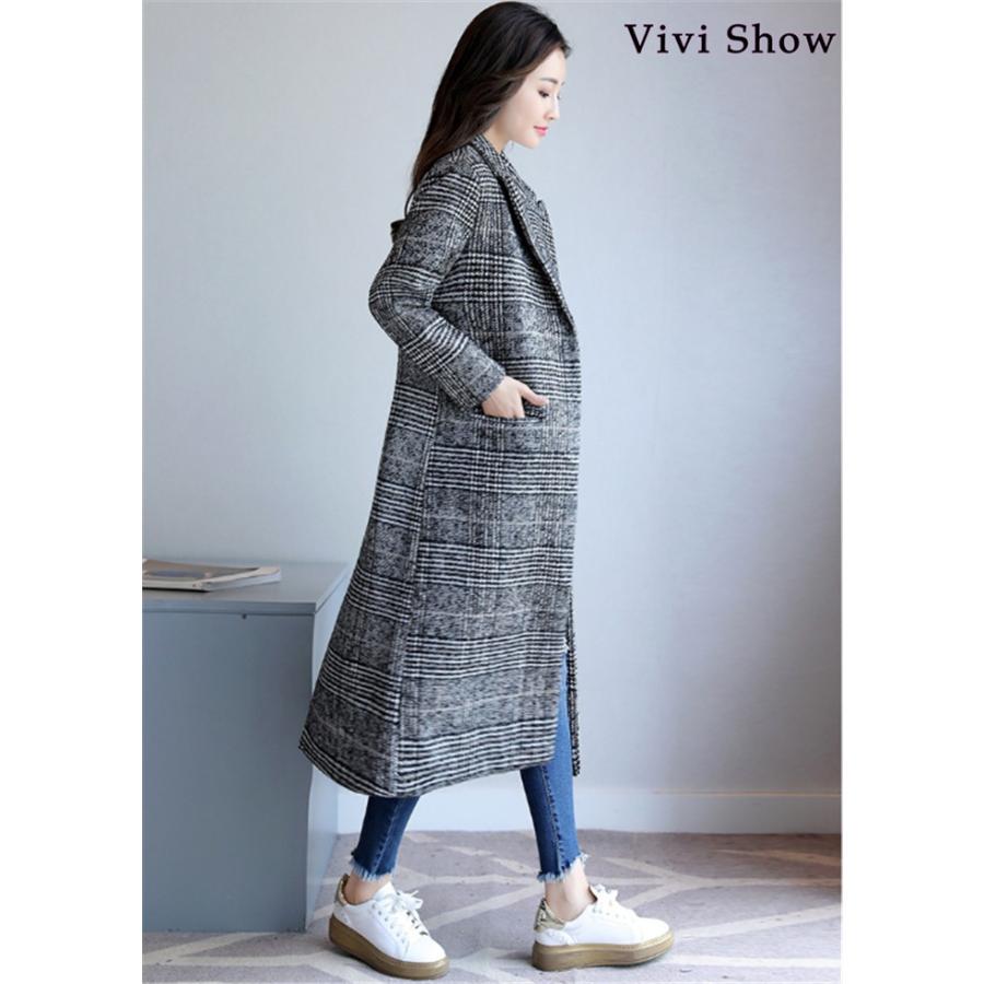 レディース グレンチェック チェスターコート ロング チェック柄ロング