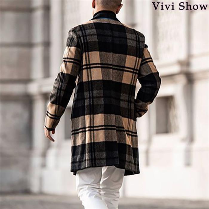 メンズ チェック柄 ロングコート ウール アウター 上着 ファッション