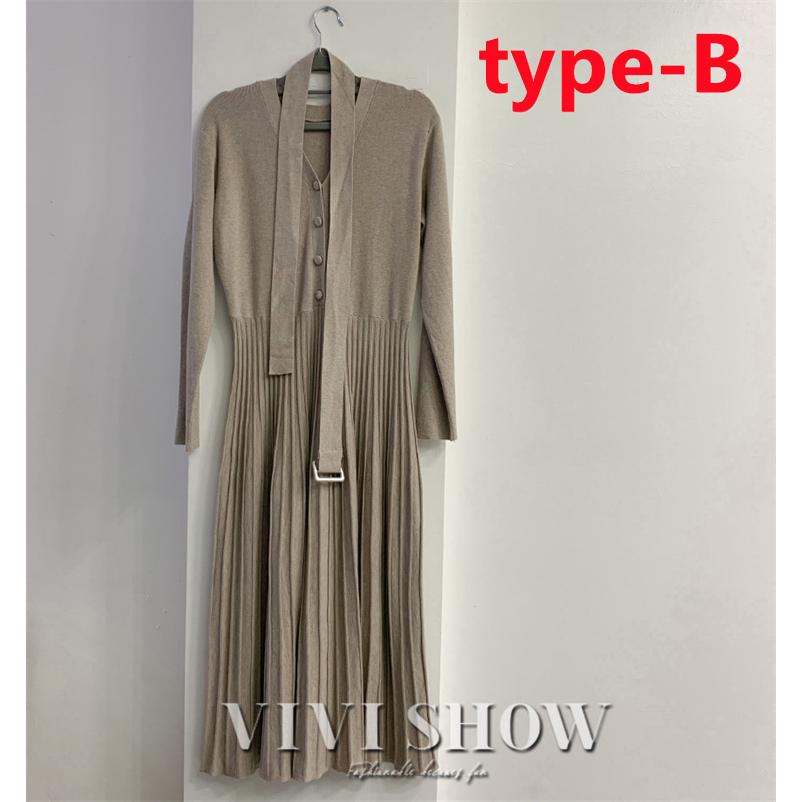 極美品　ダイアグラム　配色プリーツ　ロングニットワンピース　カシュクール ニット ワンピース ニットワンピース カシュクール プリーツ プリーツ