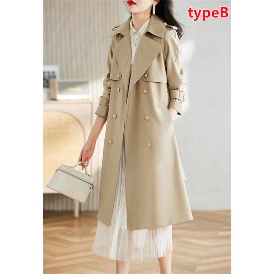 レディース トレンチコートスプリングコート 大きいサイズ 細見え