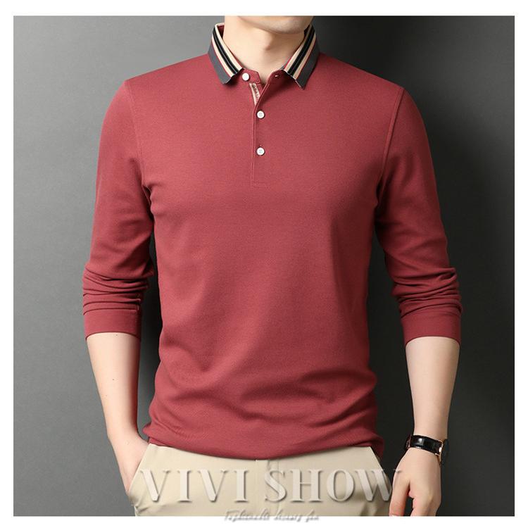 ポロシャツ メンズ 長袖 無地 ゴルフ カットソー トップス 襟付き ロゴ