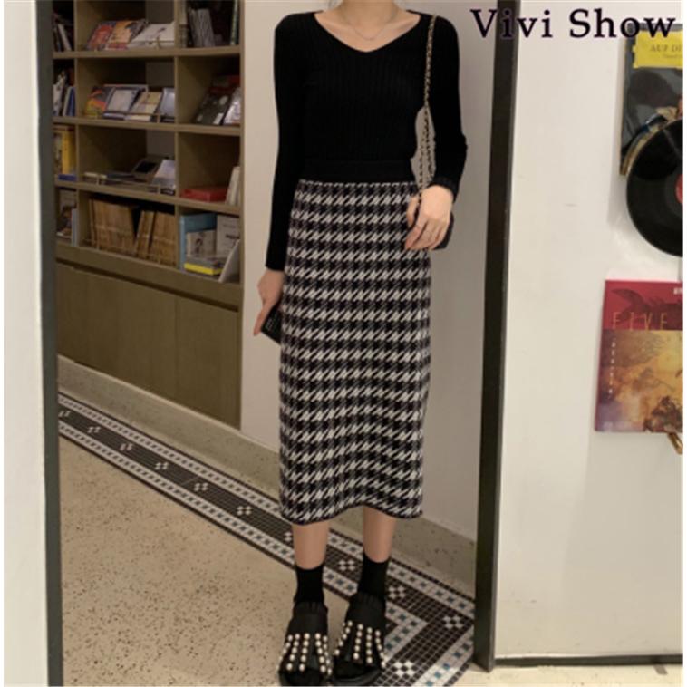 千鳥柄スカート ミモレ丈 スカート タイトスカート スレディース 千鳥柄スカート ミモレ丈 スカート タイトスカート スレディース