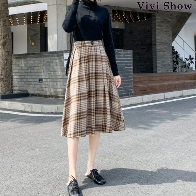 美品✨シートーキョー Elisa チェック柄ウールスカート Aライン マキシ
